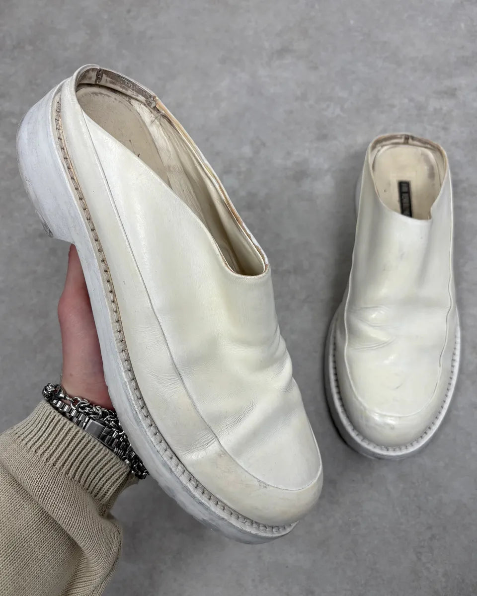 Ann Demeulemeester White Leather Mules – Dolce Vita Hub