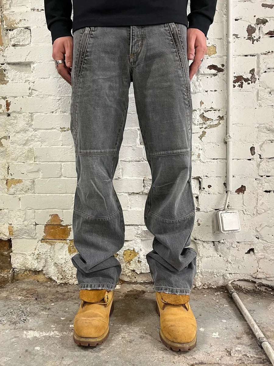 AW2003 Dolce & Gabbana Grey Anatomic Zip Bondage Denim Jeans AW2003 Dolce & Gabbana Grey Anatomic Zip Bondage Denim Jeans