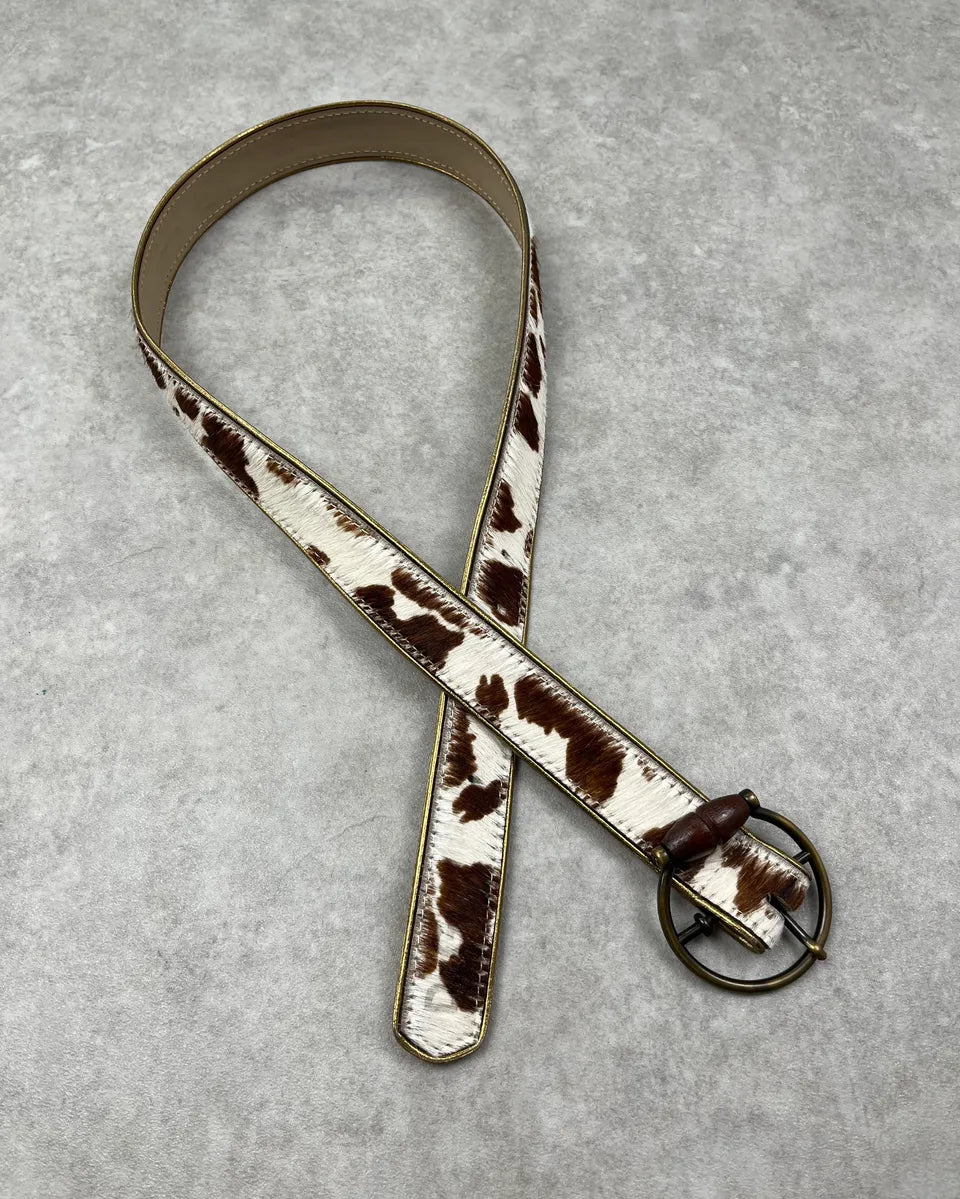 希少✨DOLCE&GABBANA Cow Harako Belt AW2004 Dolce & Gabbana Cow Effect Calf Hair Leather Belt – Dolce