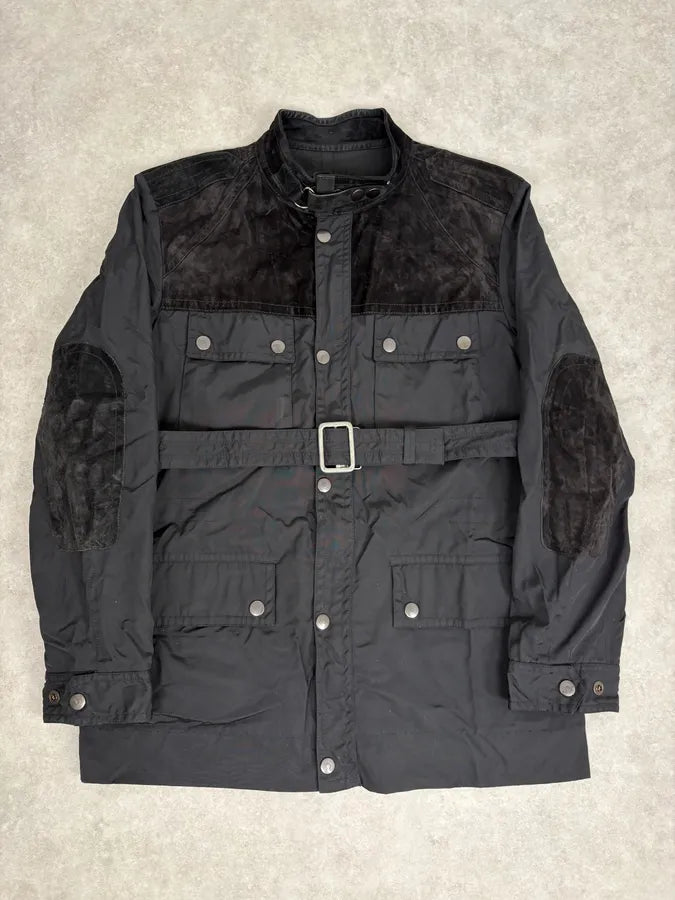 AW2004 Gucci Suede Leather Hybrid Black Parka Jacket by Tom Ford