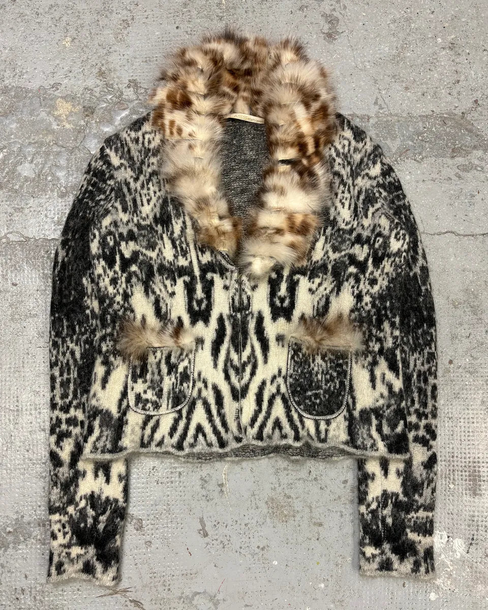 AW2004 Roberto Cavalli Fox Fur Leopard Mohair Cardigan – Dolce