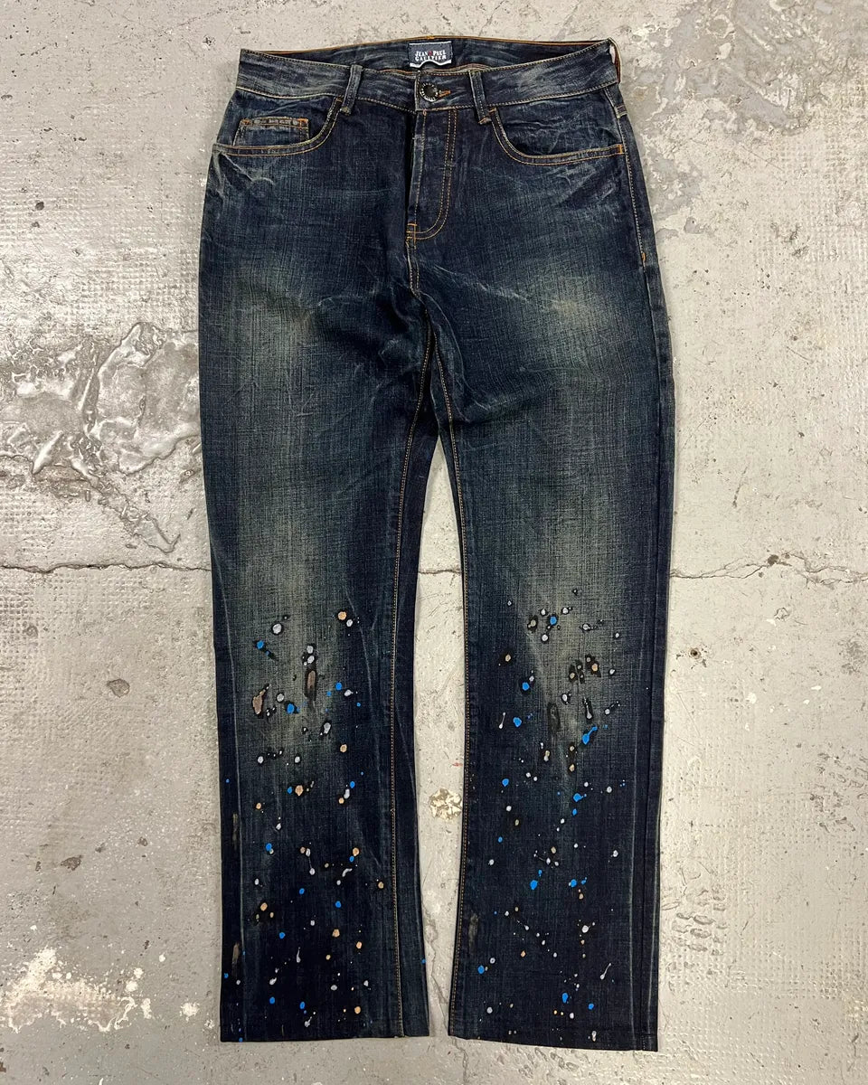 AW2006 Jean Paul Gaultier Distressed Painted Rebel Jeans – Dolce 