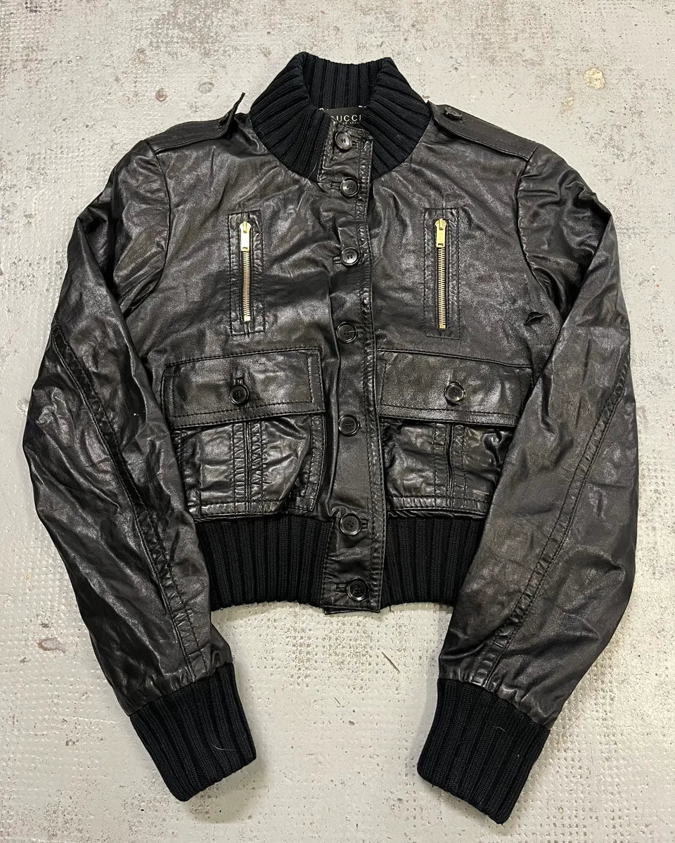 AW2007 Gucci Black Leather Madonna Jacket by Frida Giannini