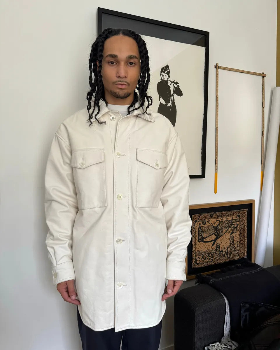 AW2012 Maison Margiela H&M White Leather Shirt Jacket AW2012 Maison Margiela H&M White Leather Shirt Jacket