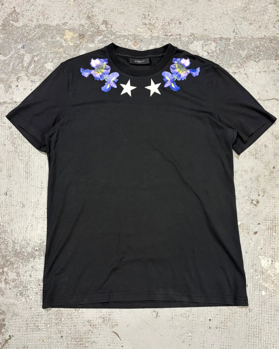 SS2013 Givenchy Star Flowers Black T-Shirt by Riccardo Tisci