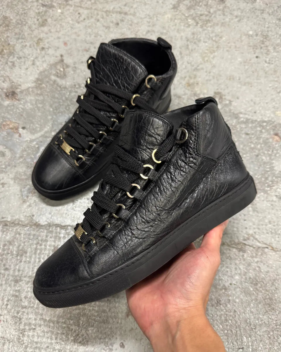 Balenciaga Arena Black Cracked Leather High Sneakers – Dolce Vita Hub