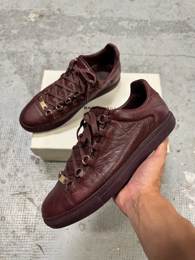 Balenciaga Arena Burgundy Leather Low Sneakers  Dolce Vita Hub