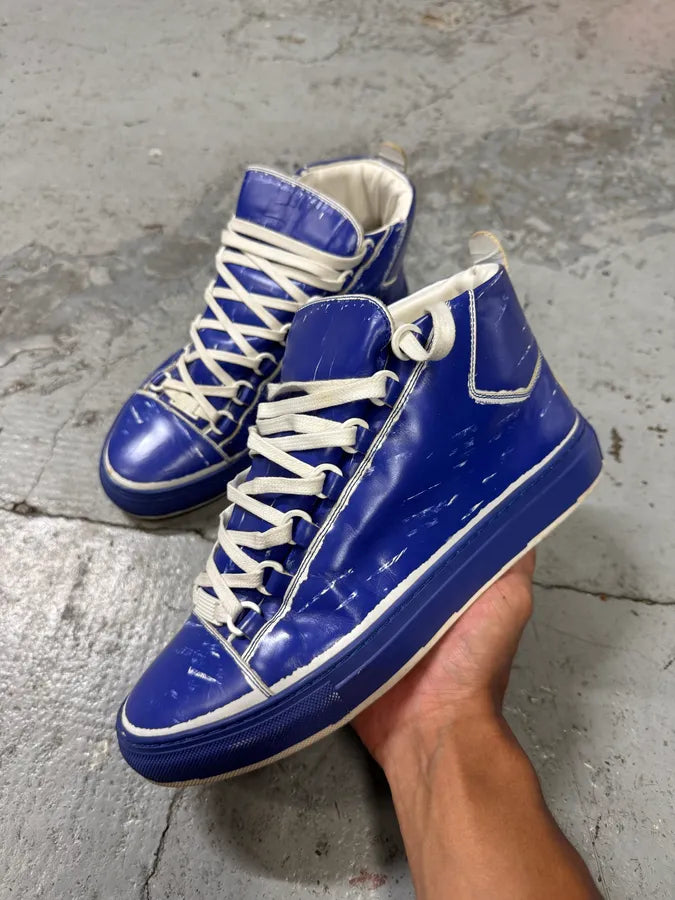 Balenciaga Arena High Blue & White Leather Sneakers – Dolce Vita Hub