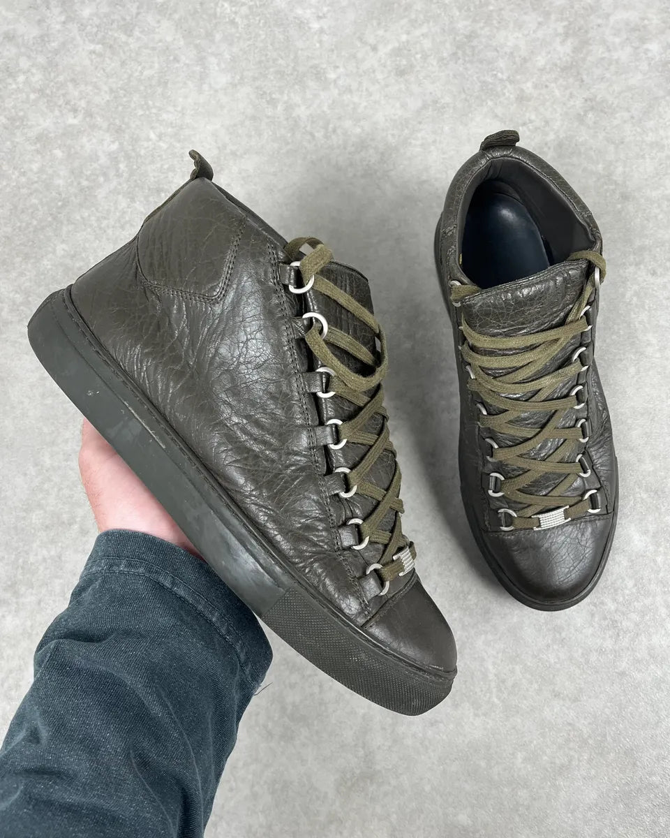 Balenciaga Arena Khaki Green High Leather Sneakers – Dolce Vita Hub