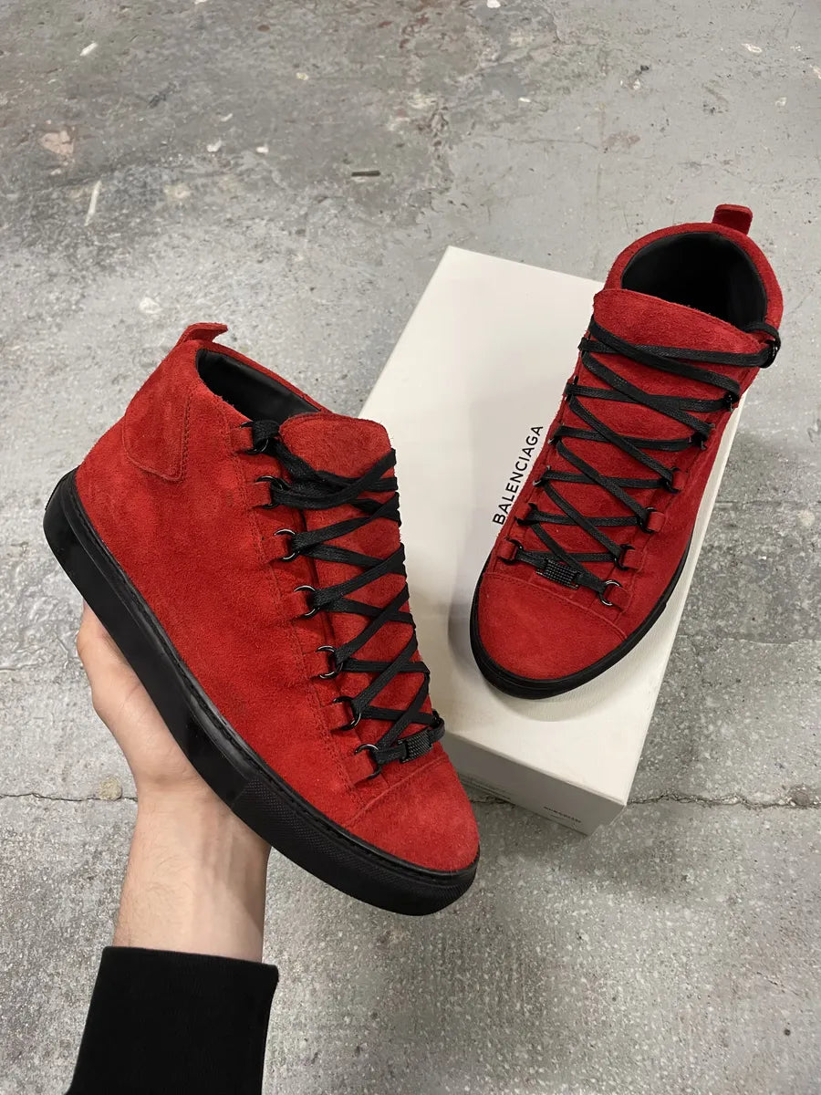 Balenciaga Arena Sneakers Red Suede Balenciaga Shoes Balenciaga