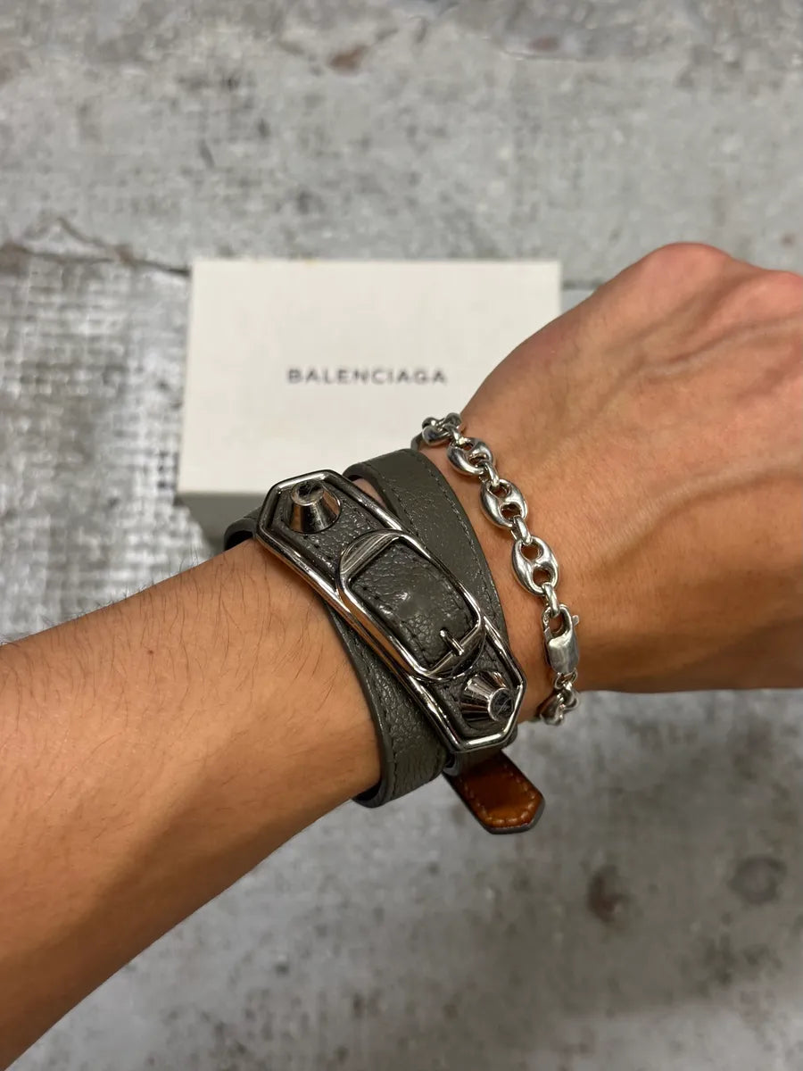 Balenciaga City Grey Olive Leather Studded Bracelet – Dolce Vita Hub