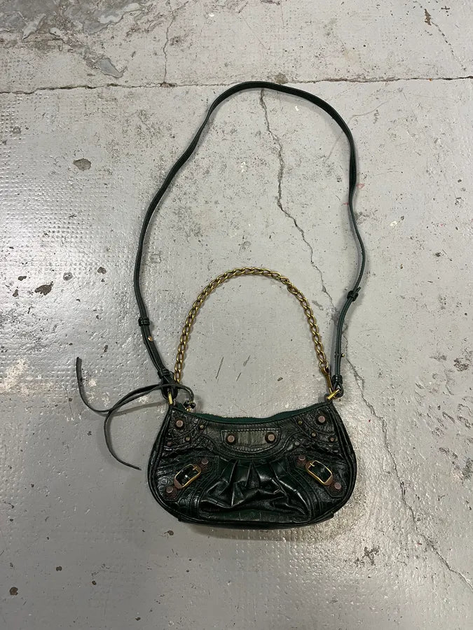 Balenciaga Le Cagole Croco Embossed Green Mini Green City Bag
