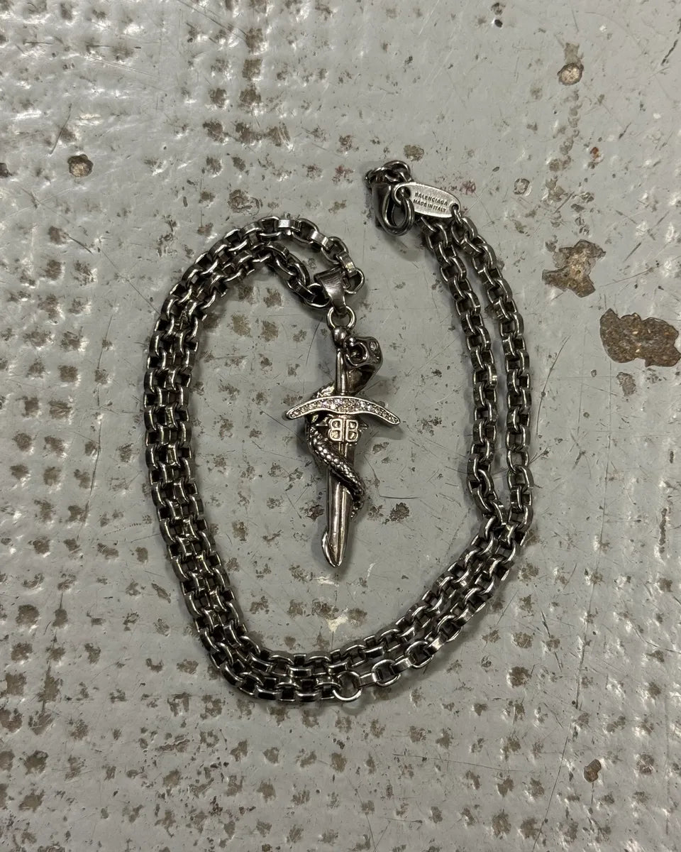 Balenciaga Sword Knight Goth Snake Pendant Necklace – Dolce Vita Hub Balenciaga Sword Knight Goth Snake Pendant Necklace – Dolce Vita Hub