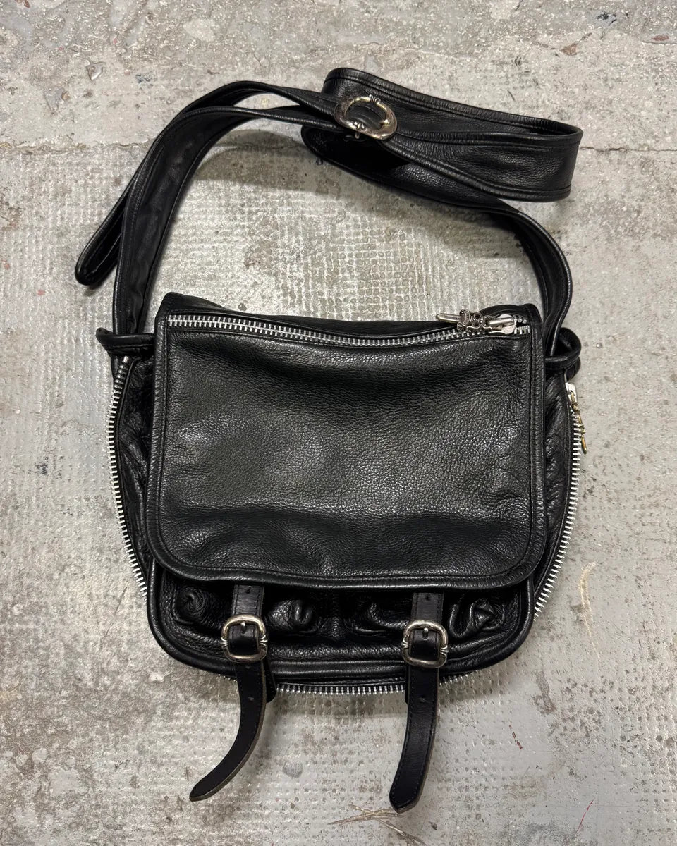 Chrome Hearts Tiny Gunslinger Strap Silver Daggers Black Leather