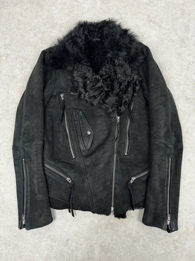 Diesel Sample Black Gold Astro Biker Shearling Asymmtrical Jacket – Dolce  Vita Hub