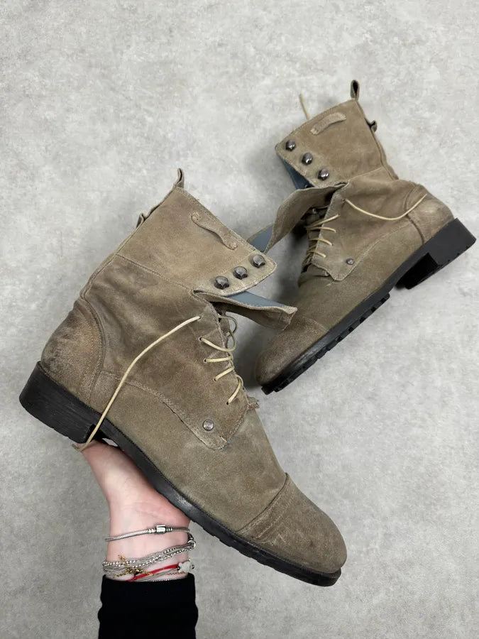 Diesel Grey Camel Suede Leather Boots – Dolce Vita Hub display picture 1