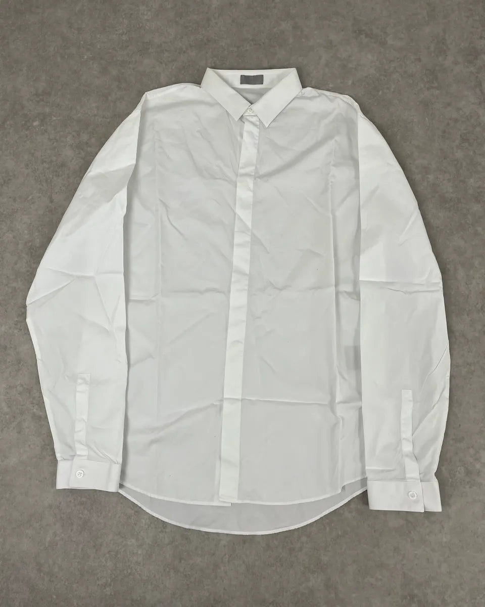 dior white dress shirt Dior Byzance Short-Sleeved Shirt White Cotton Poplin
