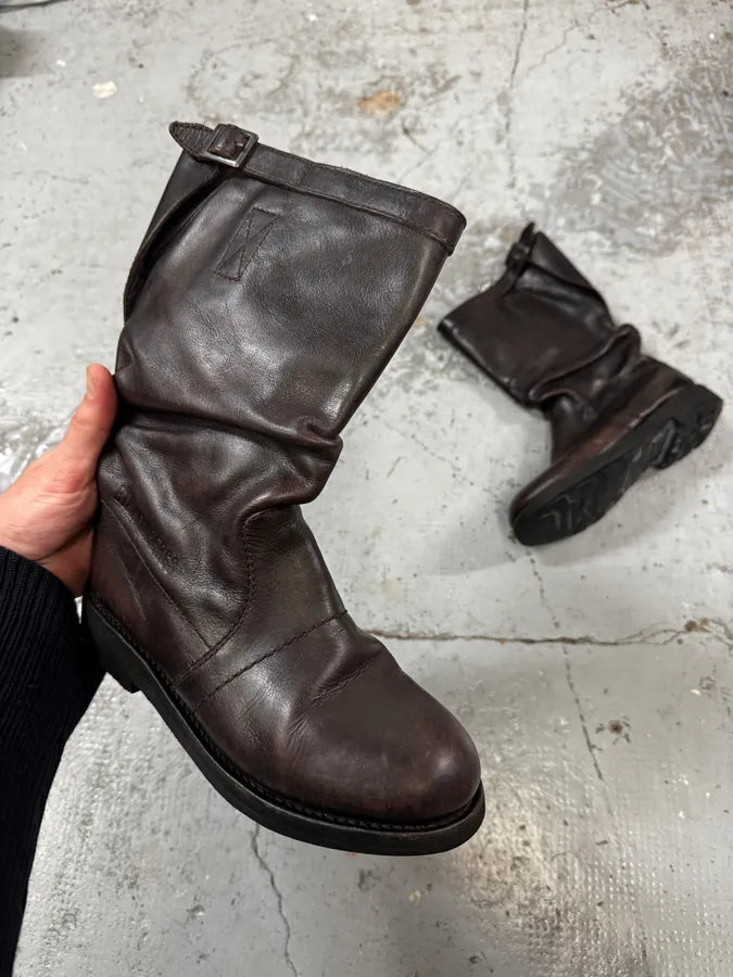 Dirk Bikkembergs Brown Eroded Leather Boots – Dolce Vita Hub