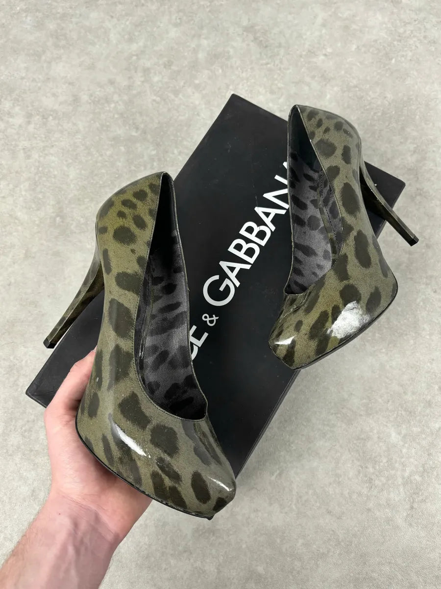 2010s Dolce & Gabbana Khaki & Black Leopard Heels – Dolce Vita Hub