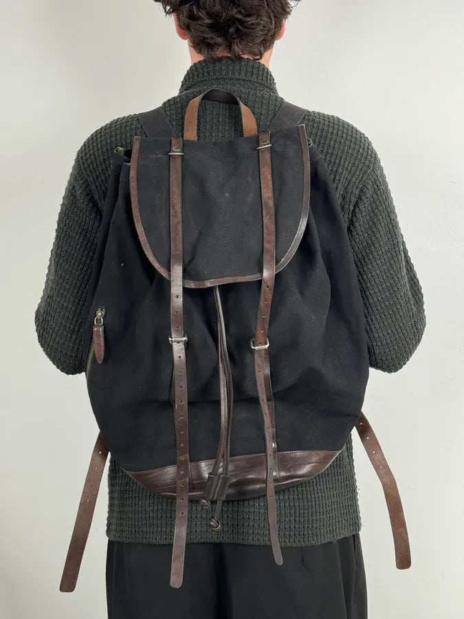 Dries Van Noten Black & Brown Leather Backpack
