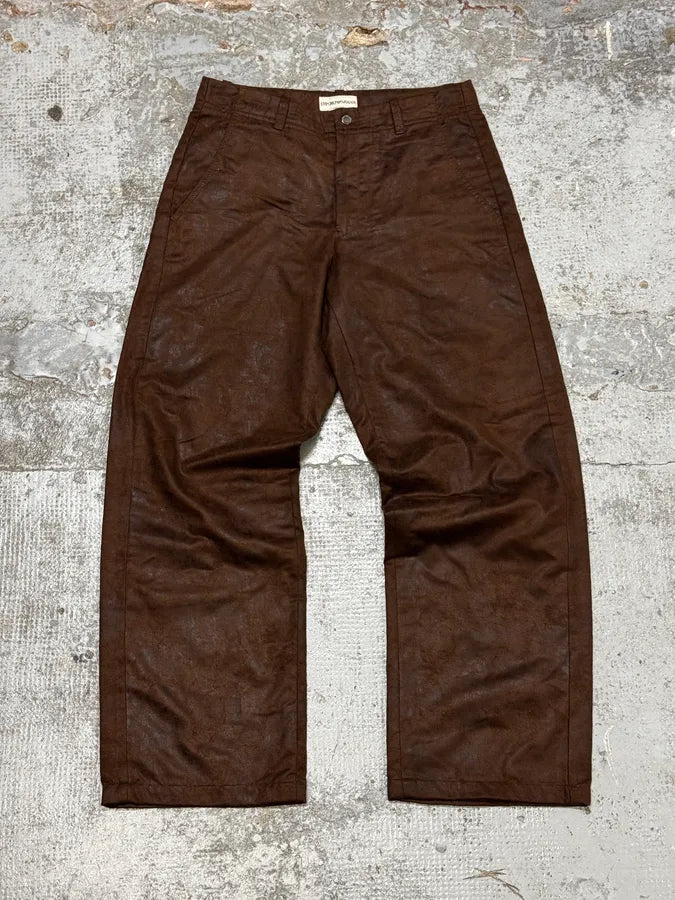 1990s Emporio Armani Brown Irregular Leather Large Pants – Dolce