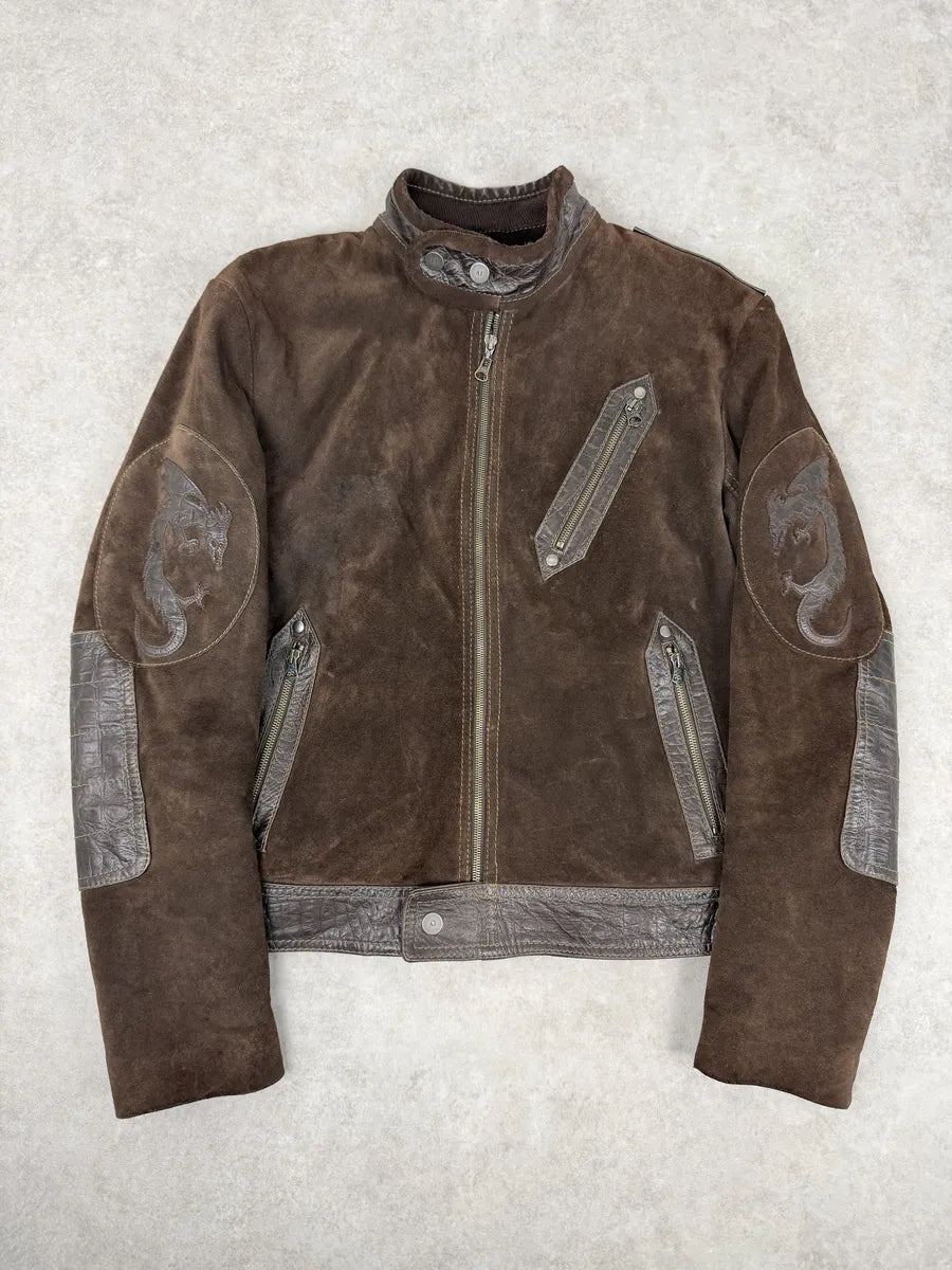 FW1998 Armani Dragon Hide Brow Crocodile Embossed Leather Jacket FW1998 Armani Dragon Hide Brow Crocodile Embossed Leather Jacket