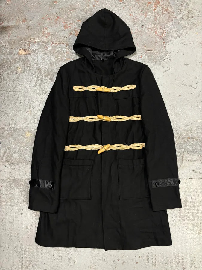 FW2006 Dior Homme Black Wool Rope Toggle Duffle Coat by Hedi