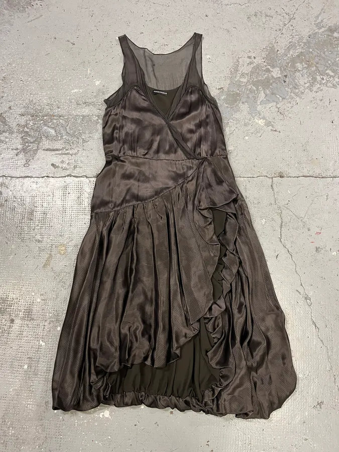 FW2006 Emporio Armani Black Mesh Asymmetrical Dress  Dolce Vita Hub