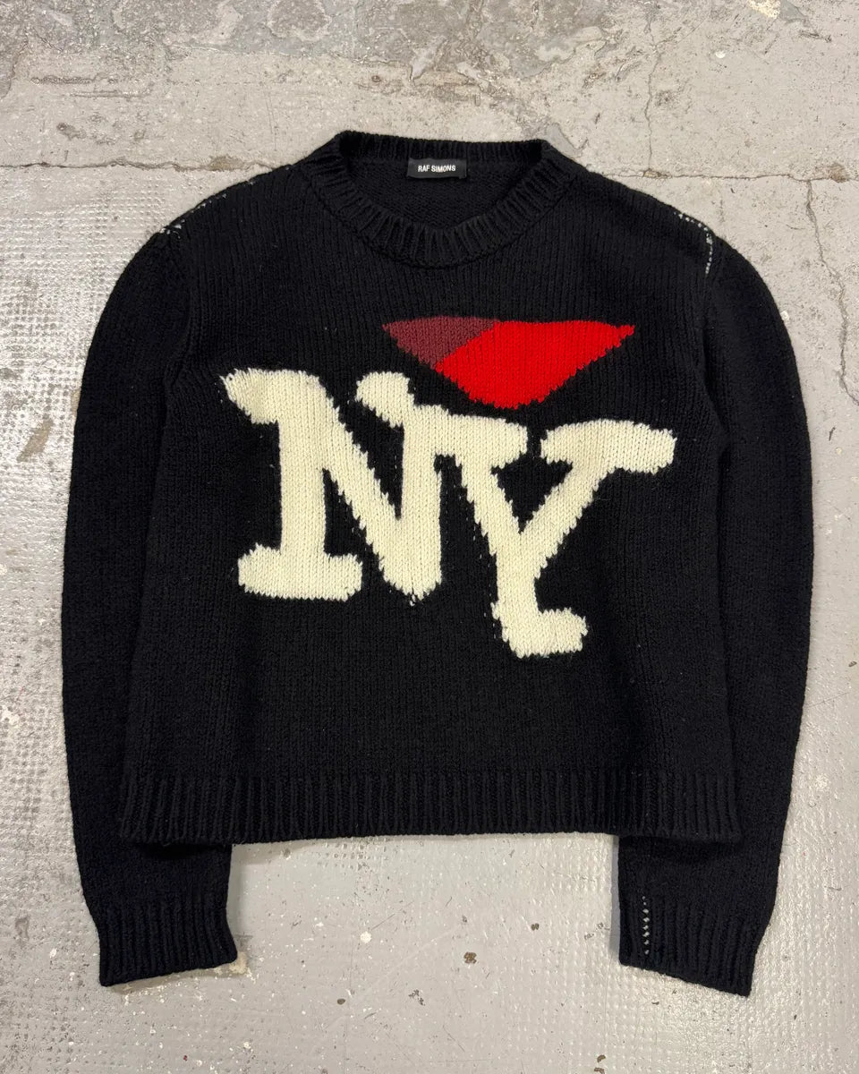 FW2017 Raf Simons I Love NY Wool Knit Black Sweater – Dolce Vita Hub FW2017 Raf Simons I Love NY Wool Knit Black Sweater – Dolce Vita Hub