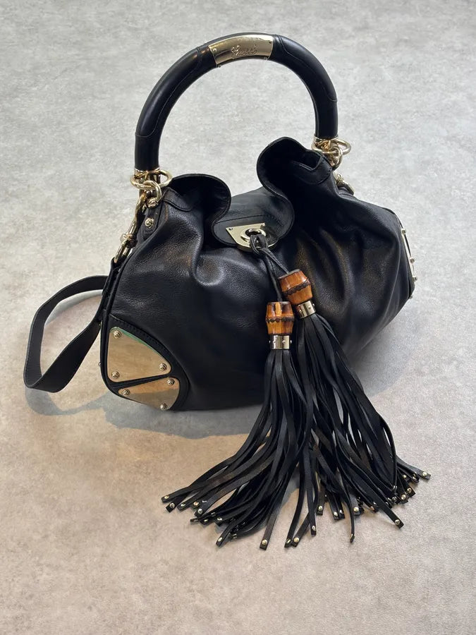 GUCCI ハンドバック SS2008 Gucci Black Indy Leather Handle Bag by Frida Giannini