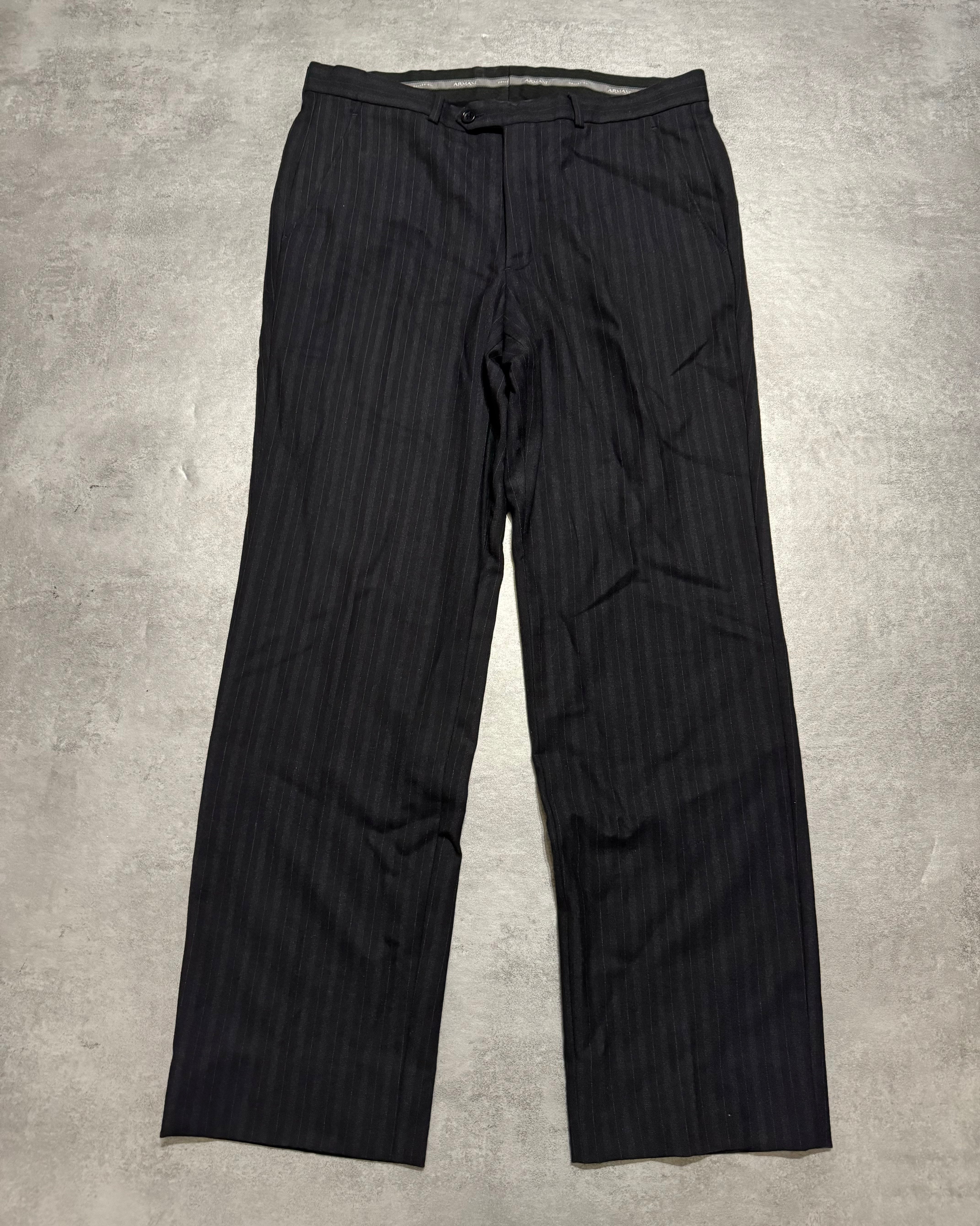 90s ARMANI COLLEZIONI stripe ブラック slacks 1990s Armani Collezioni Black Striped Suit Pants – Dolce Vita Hub