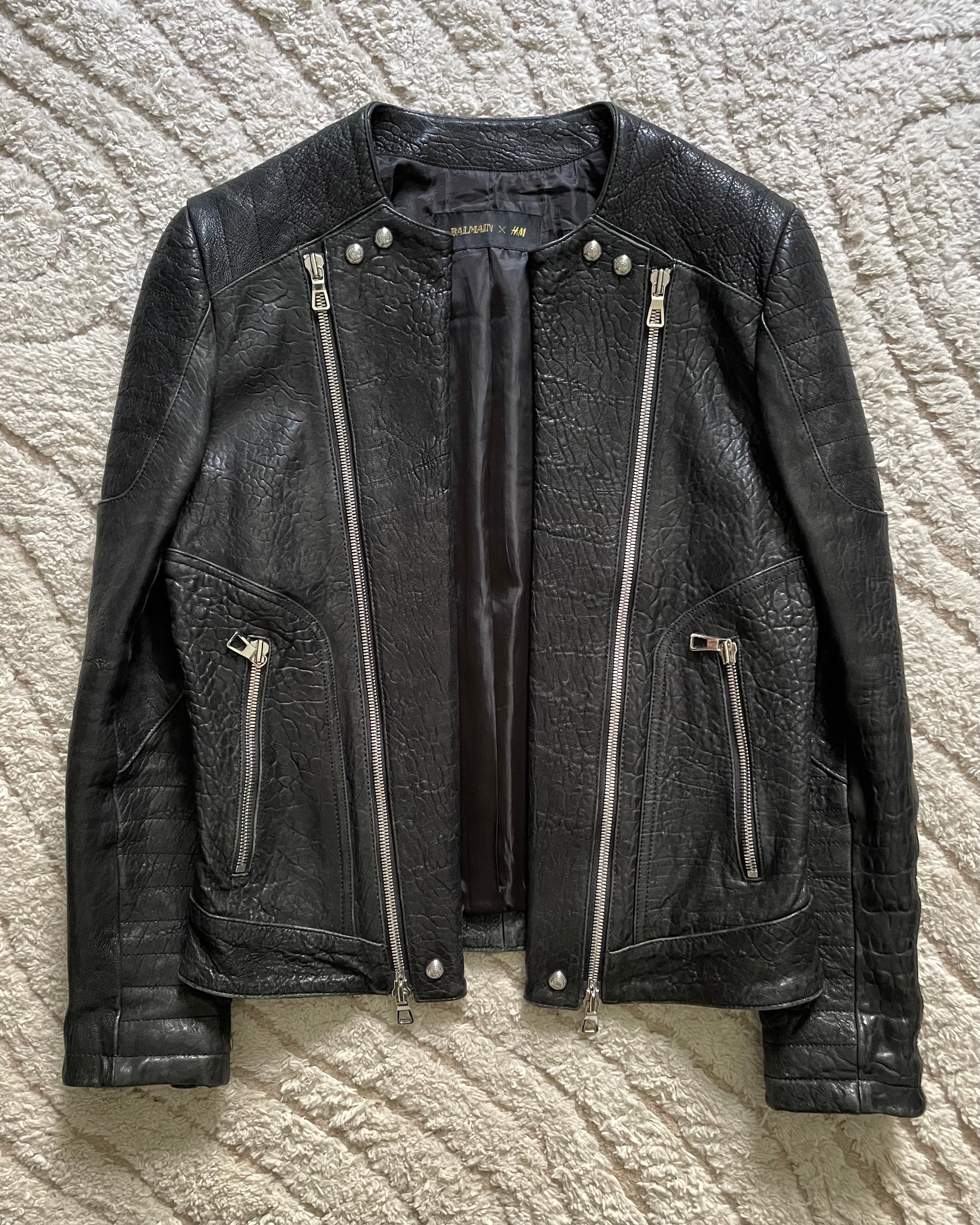 Balmain x discount h&m leather jacket