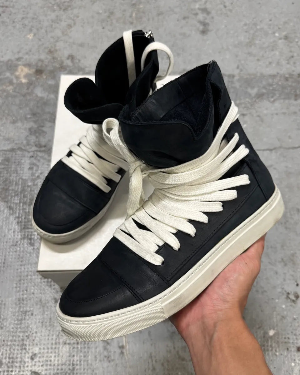 Kris Van Assche Backzip Laced Black Leather High Sneakers – Dolce Kris Van Assche Backzip Laced Black Leather High Sneakers – Dolce