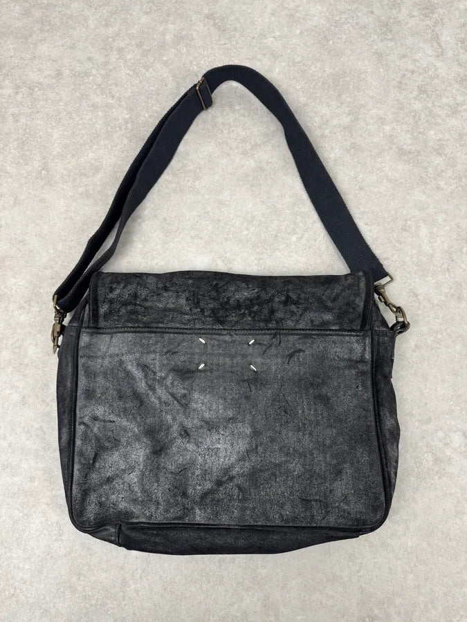 Maison Margiela Black Waxed Effect Leather Messenger Bag – Dolce