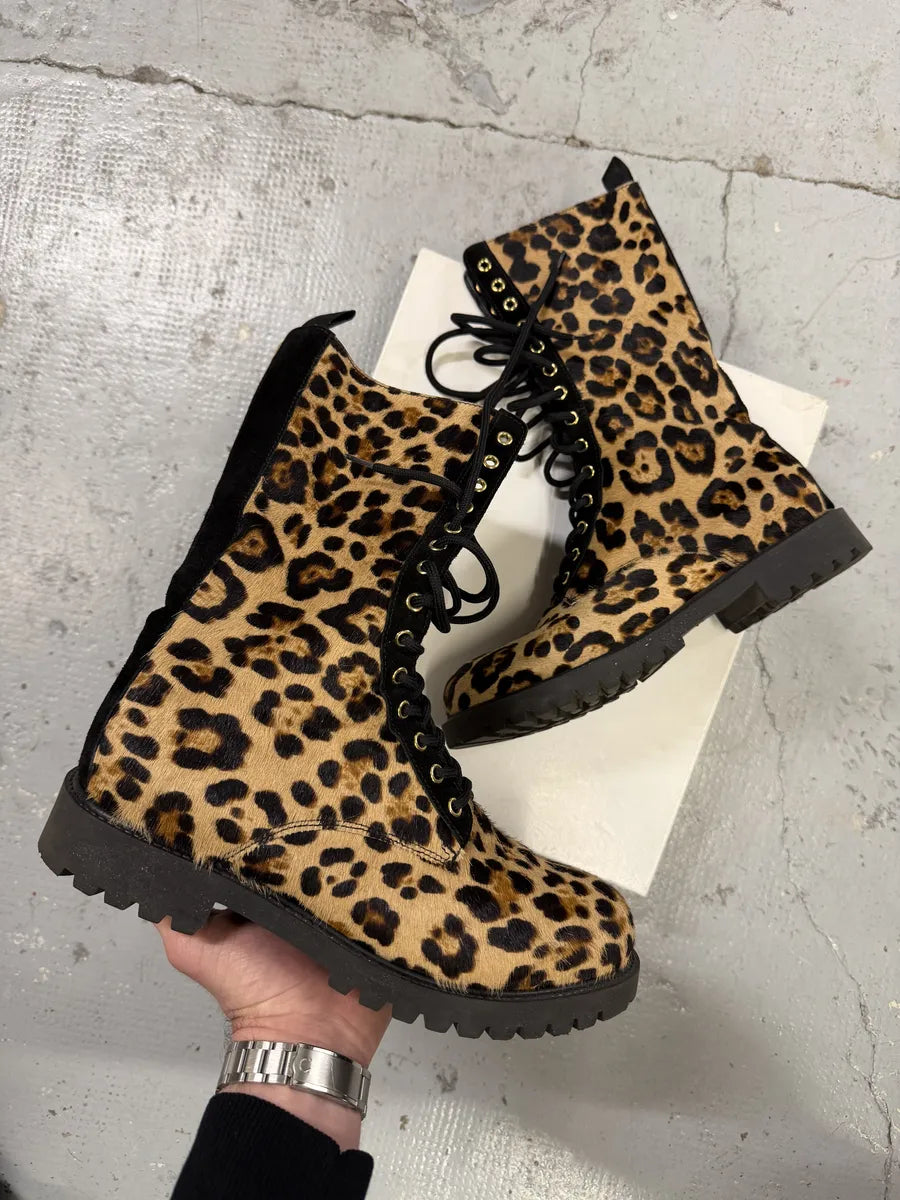Moschino Animal Print Ankle Boots Moschino Leopard Print Ankle Boots In Neutrals - 50% Off  main image 4