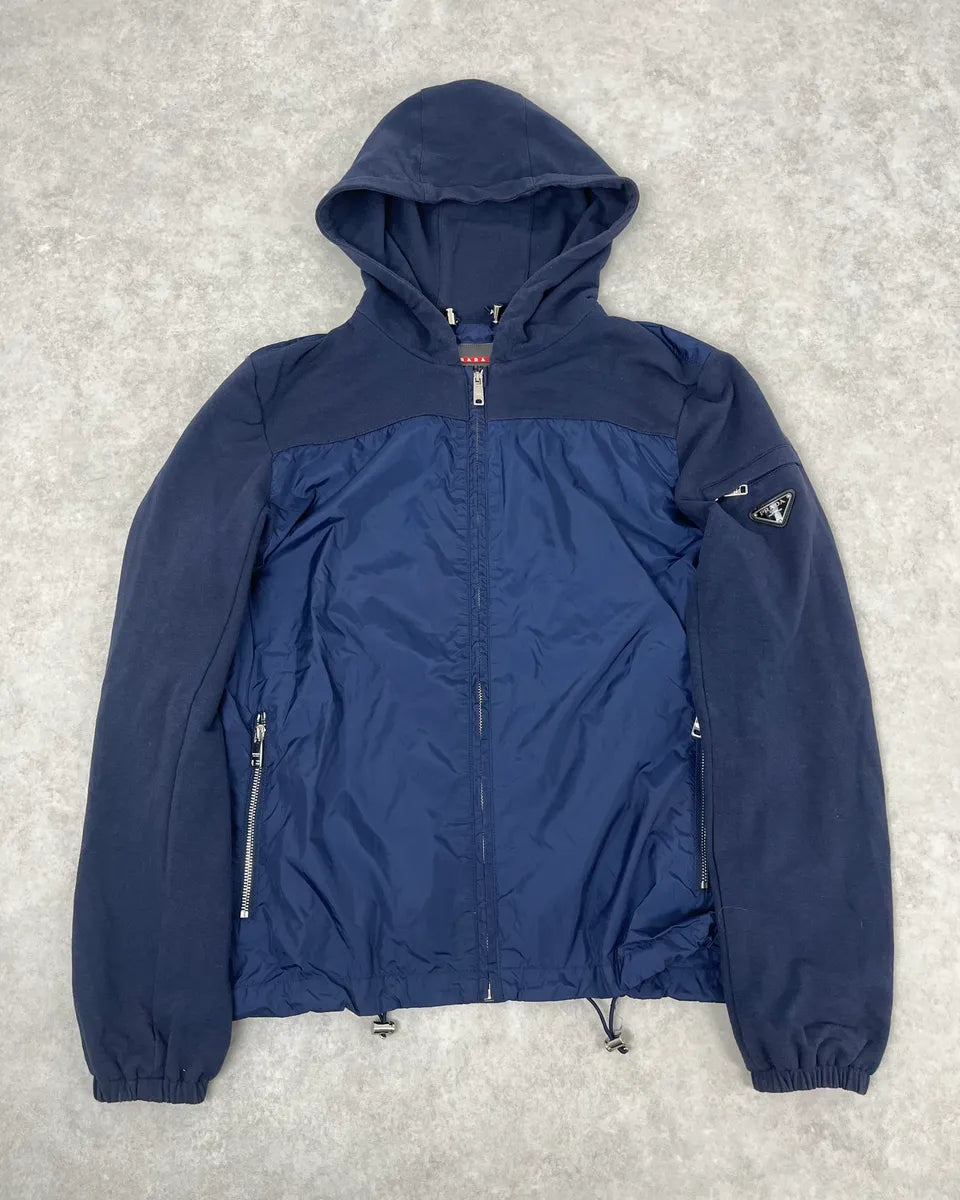 【Prada】 Navy Zipped Jacket Prada Navy & Blue Hooded Zip Jacket – Dolce Vita Hub