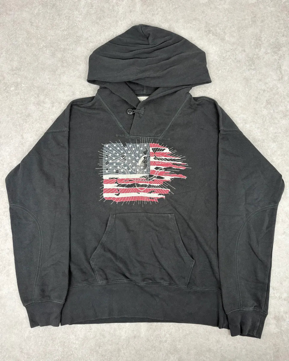 Ralph Lauren Denim & Supply Destroyed USA Flag Black Hoodie Ralph Lauren Denim & Supply Destroyed USA Flag Black Hoodie