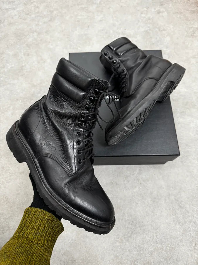 Saint Laurent Black Leather Combat Boots by Hedi Slimane – Dolce