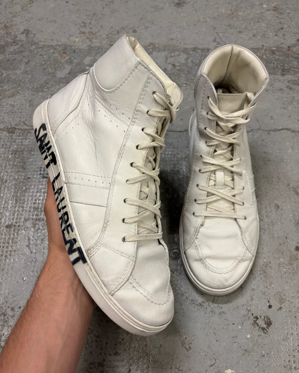 Saint Laurent Joe High Leather White Sneakers – Dolce Vita Hub display picture 1