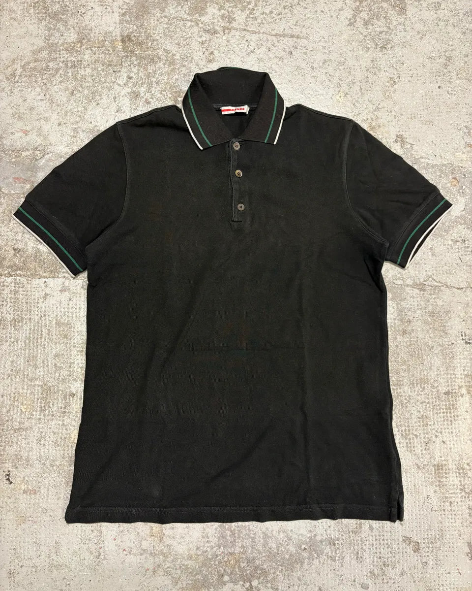 トップス 00s prada black skipper polo shirt 2000s Prada Black Signature Polo Shirt – Dolce Vita Hub