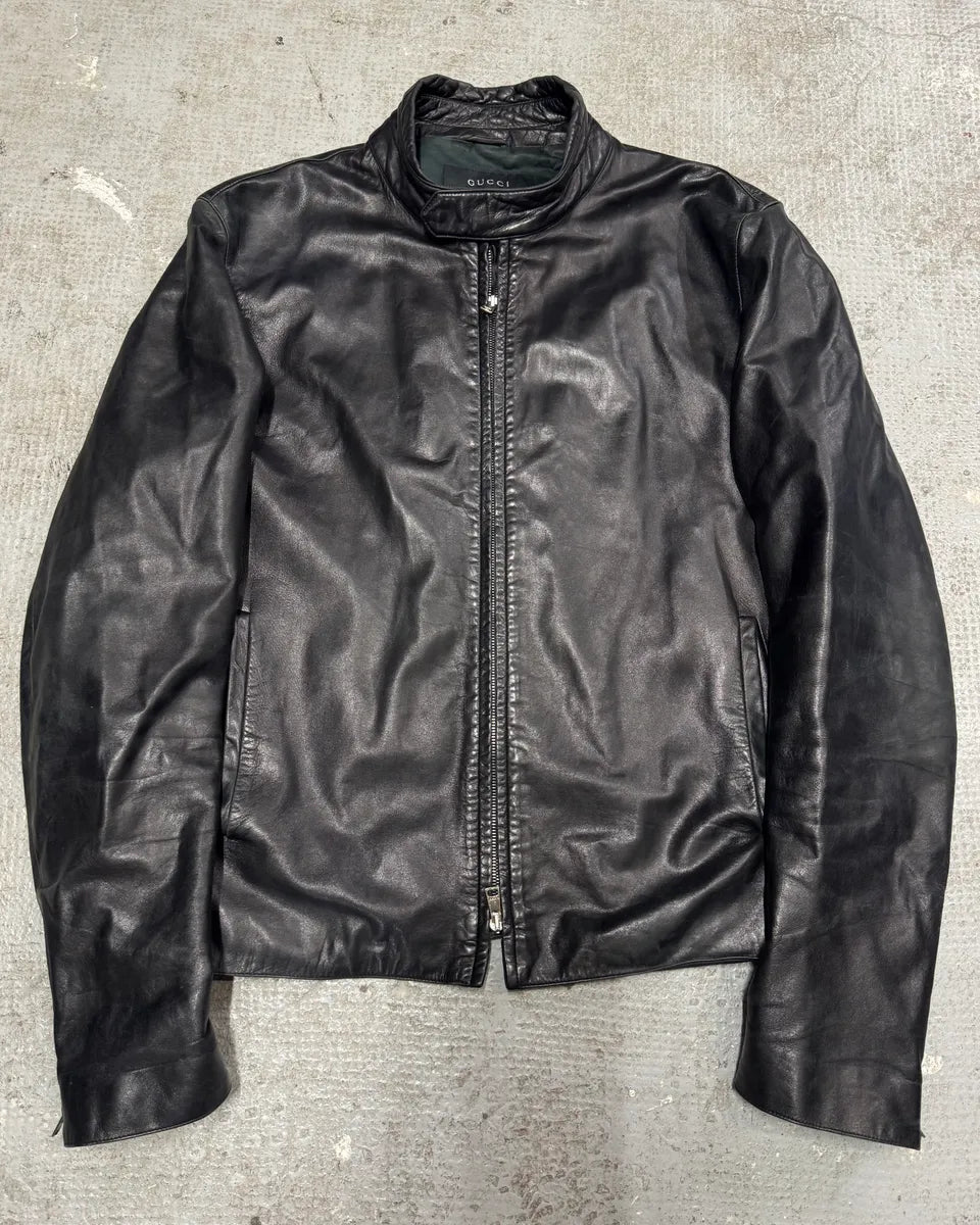 SS1999 Gucci Biker Black Leather Jacket