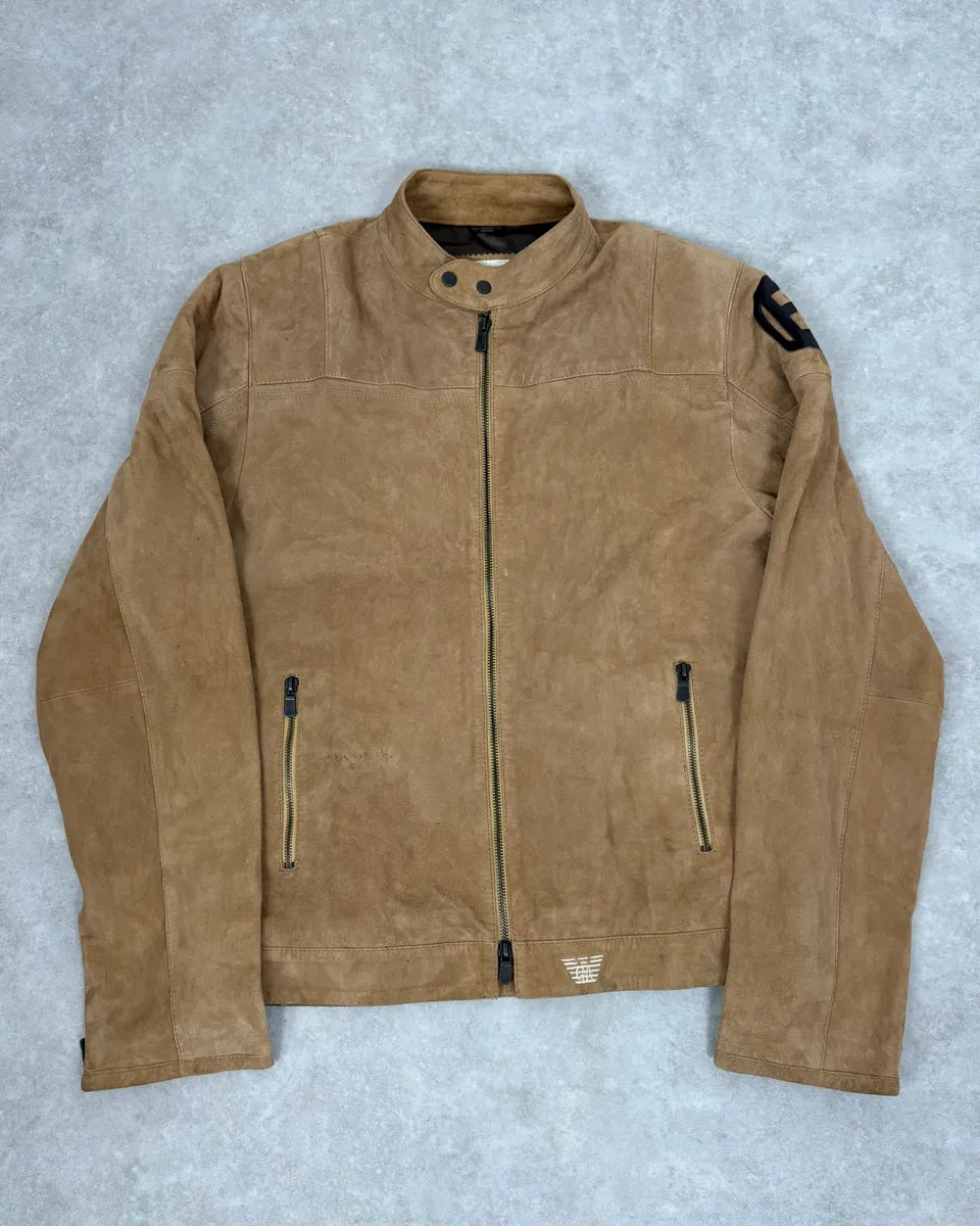 ジャケット・アウター EMPORIO ARMANI suede leather jacket SS2004 Emporio Armani Beige Suede Leather Jacket – Dolce Vita Hub