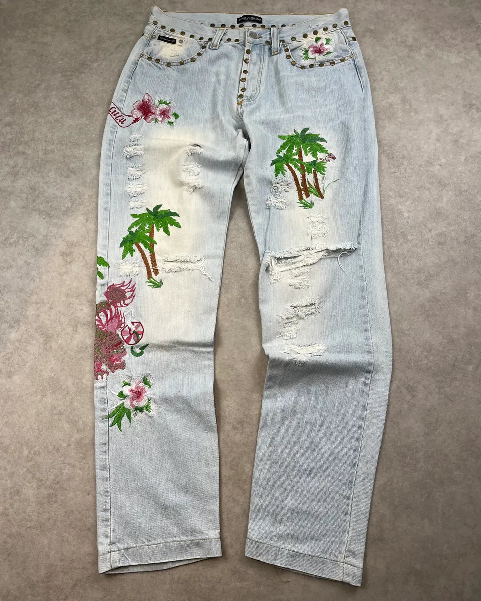 SS2006 Dolce & Gabbana Haiwai Honolulu Embroideries Distressed