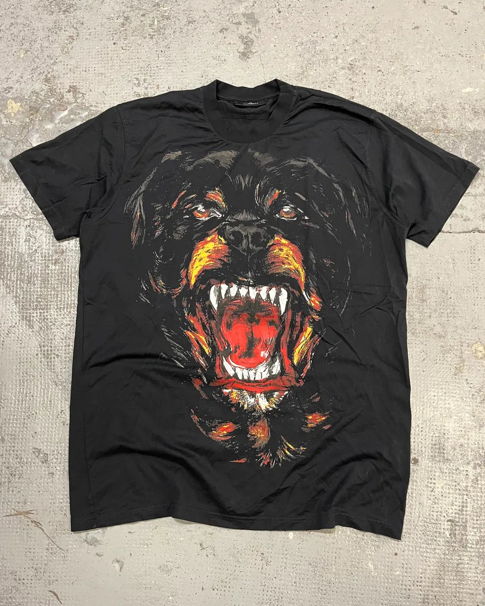 SS2011 Givenchy Black Rottweiler Dog T-Shirt by Riccardo Tisci