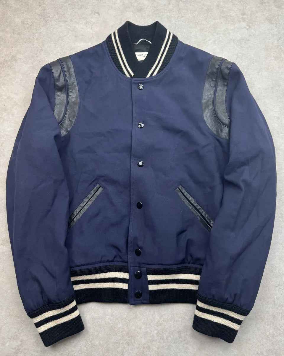 SAINT LAURENT ネイビー スタジャン SS2015 Saint Laurent Navy Teddy Jacket by Hedi Slimane – Dolce