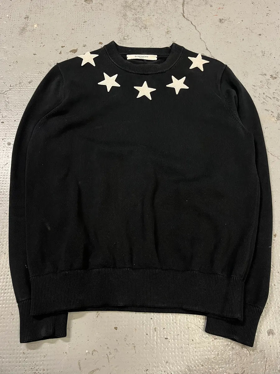 SS2016 Givenchy Star Patchs Black Sweater by Riccardo Tisci