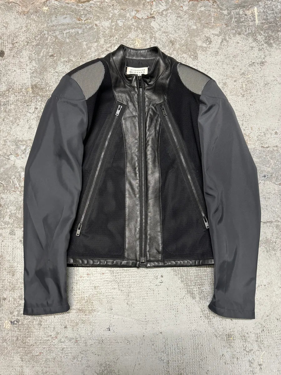 SS2016 Maison Margiela 5 Zips Black & Grey Perfored Jacket – Dolce