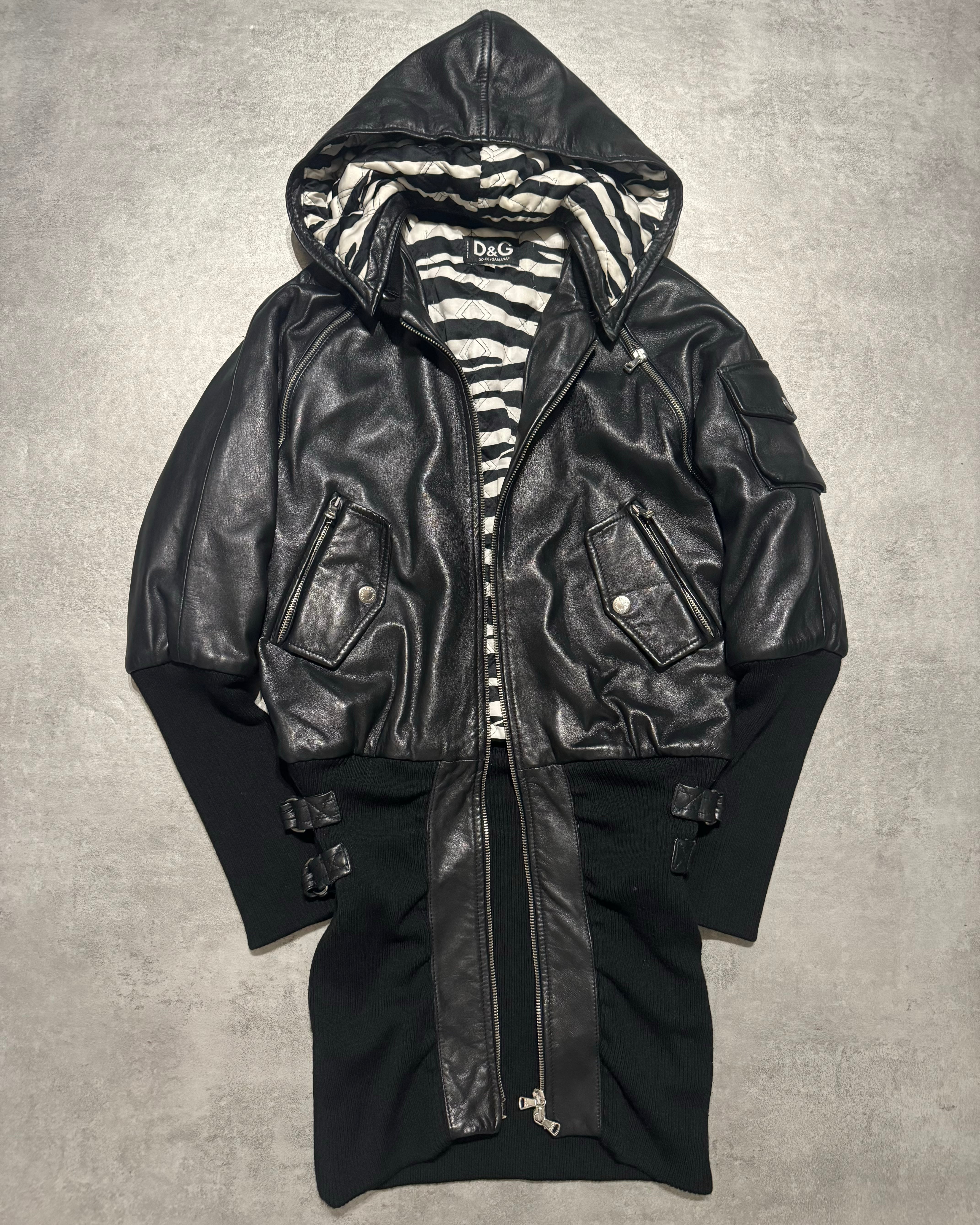 AW2003 Dolce & Gabbana Black Multi Zips Hooded Bondage Dress