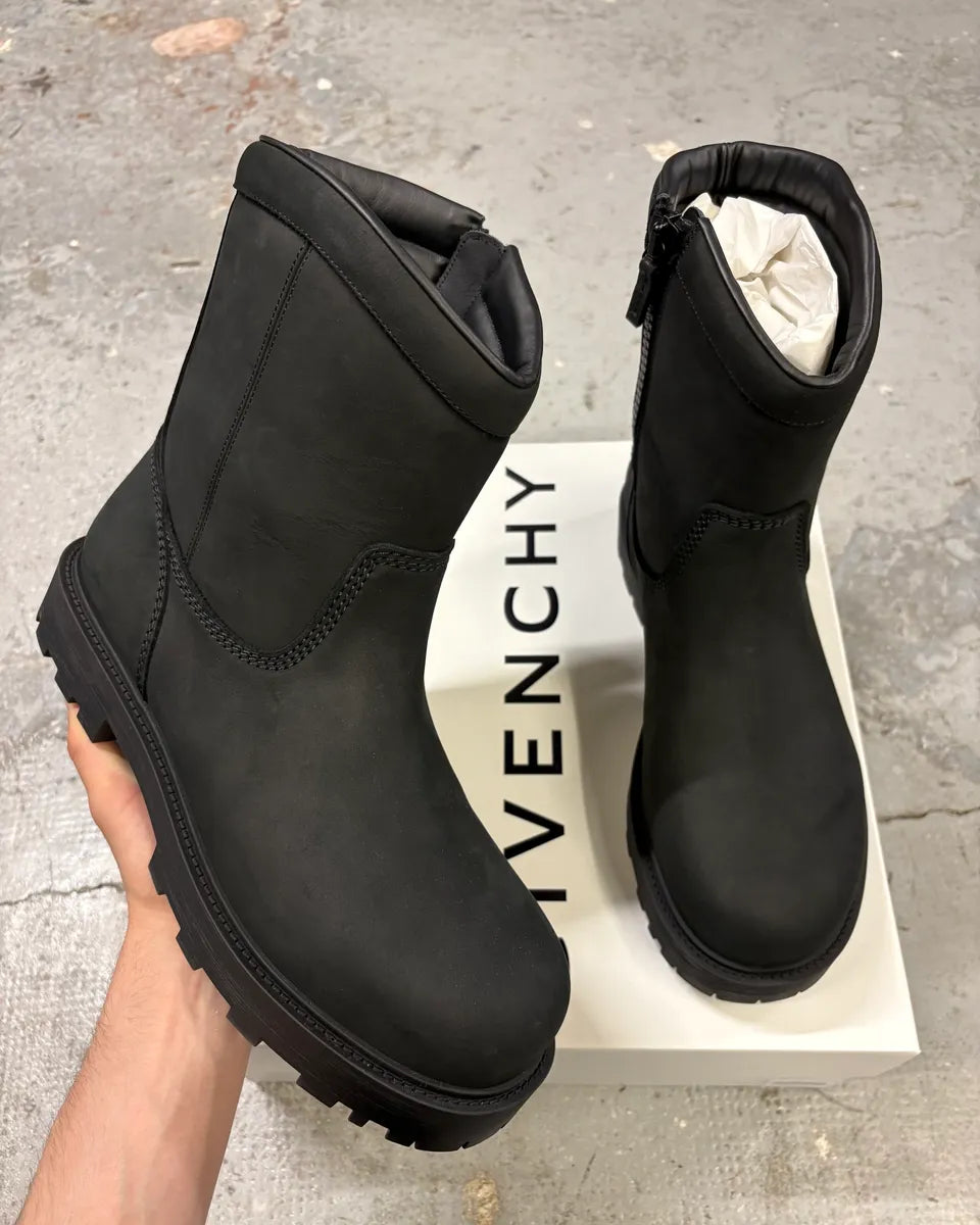 イタリア製GIVENCHYジバンシーWベルトジッパーブーツ35レザー黒 GIVENCHY（ジバンシィ）ブーツ 黒 サイズ:EU43(28cm位) メンズ