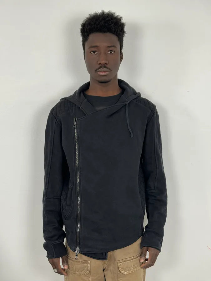 Balmain Navy Asymmetrical Zip Hooded Sweater – Dolce Vita Hub